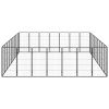 32-Panel Dog Playpen Black 19.7"x39.4" Powder-coated Steel