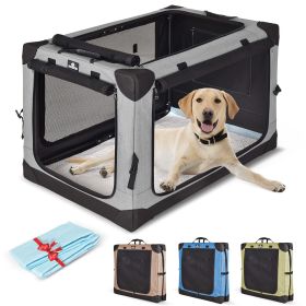 32" Collapsible Dog Crate, Dog Travel Crate,Portable Dog Crate,4 Door Soft Dog Crate with Soft Mat, Pet Kennel for Medium Dogs, Indoor, Outdoor, Trave (Color: gray, size: 31.90 x 22.60 x 22.80 Inches)