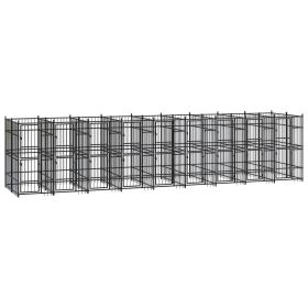 Outdoor Dog Kennel Steel 178.6 ftÂ¬â‰¤ (Color: Black)