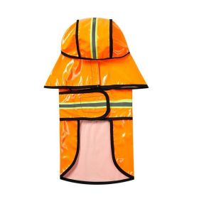 Dog Raincoat Waterproof PU Leather Back Reflective Stripe Poncho (Option: orange-XL)